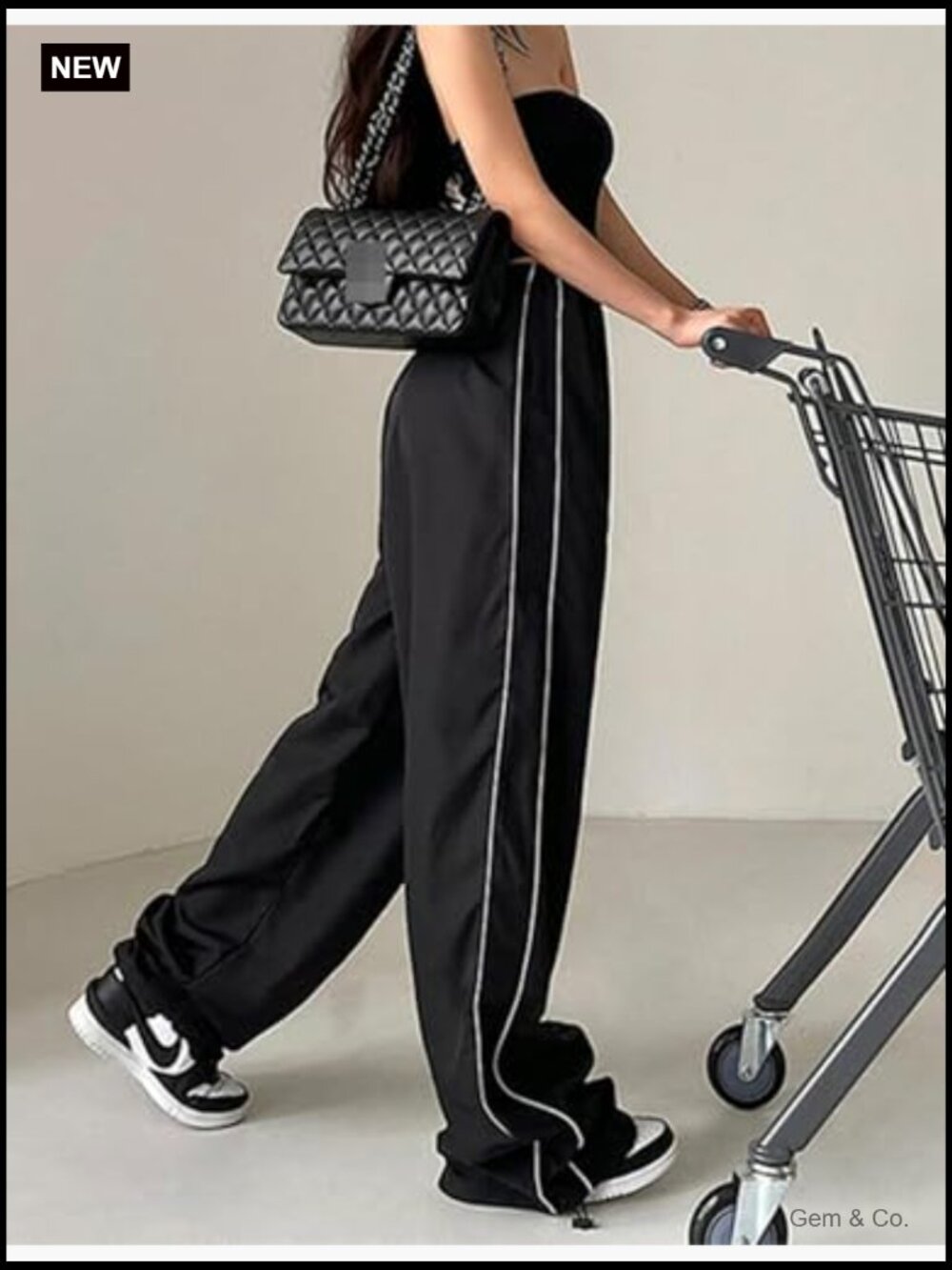 Y2K Parachute Pants Baggy Wide Leg Track Joggers Elastic Waist Sweatpants - Picture 6 of 7